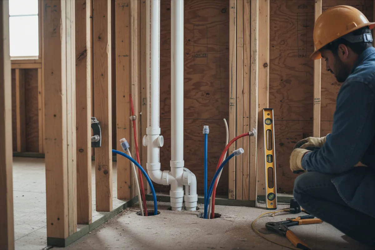 Drain and supply rough-in during Garbage Disposal Repair in Hampton